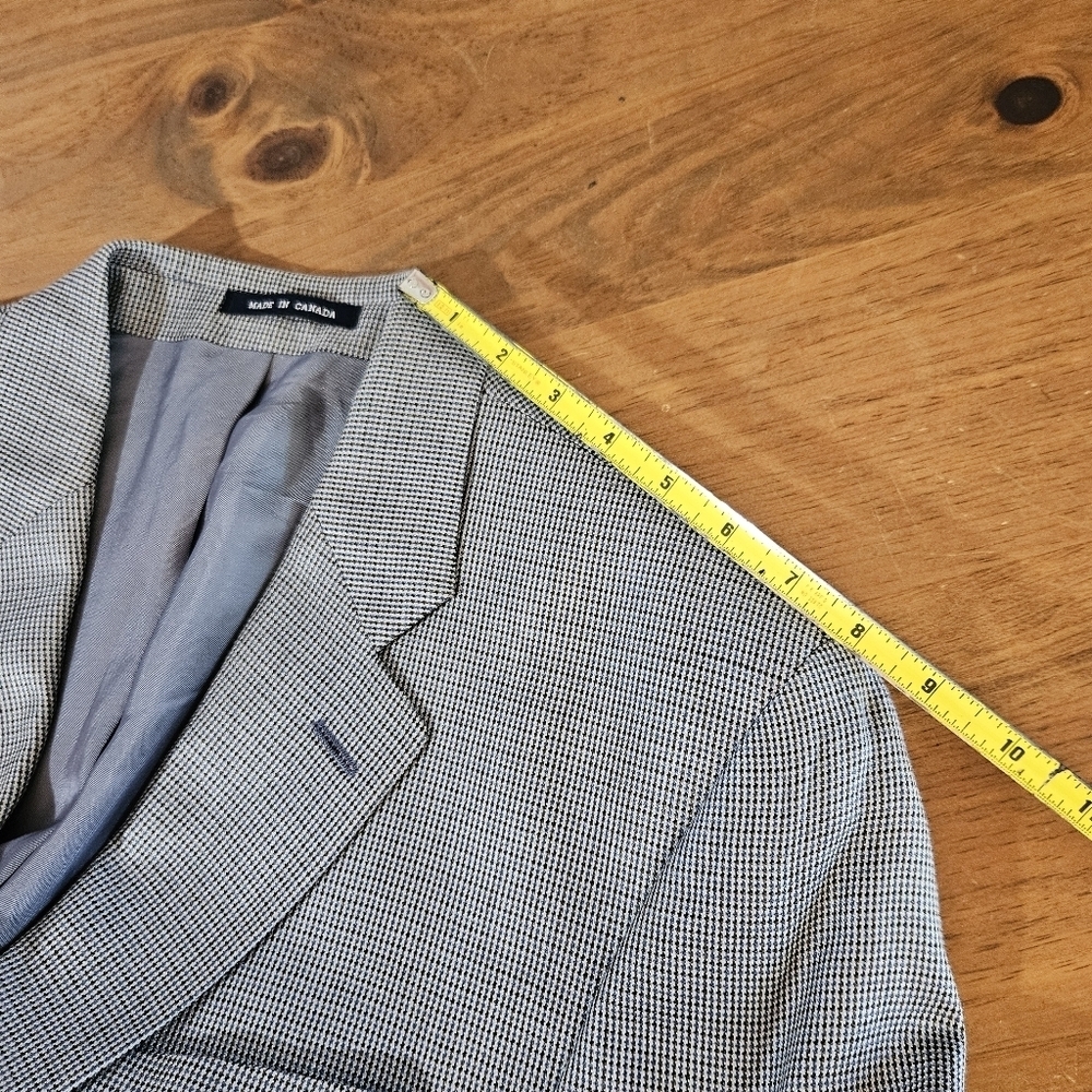Ralph Ralph Lauren Silk Blue Gray Houndstooth Print Sport Coat Blazer Size 40R - Picture 13 of 15